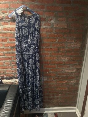 Madewell Navy and White Floral Maxi Dress